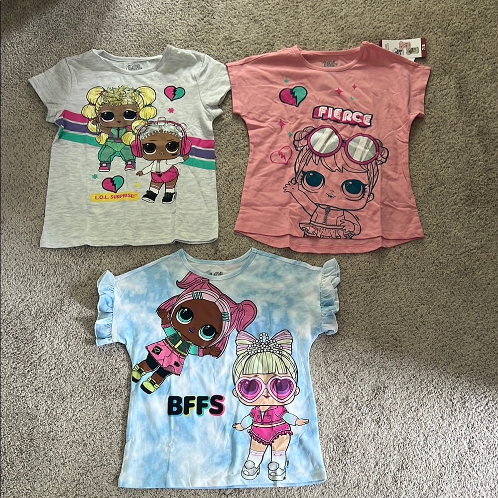 L.O.L. Surprise! Pink, Blue, and Gray Short Sleeve Tees